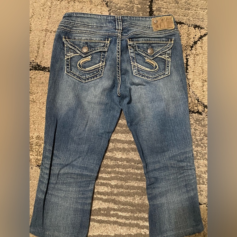 Silver Jeans Women's Cropped Blue Denim - Picture 2 of 2